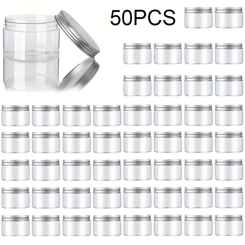 50pcs 4 oz Plastic Containers with Flip Top Lids - Transparent Round Multi-Use Containers, Unscented, Dishwasher Safe, Perfect for Creams, Lotions, Slime, Cosmetics, Beads, Samples, and Travel Storage - Reusable, No Electrici